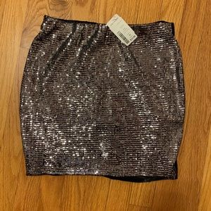 New MEDIUM gunmetal grey sequin velvet black skirt